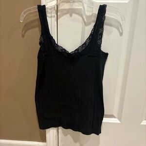 Chic Black Lace-Trimmed Camisole